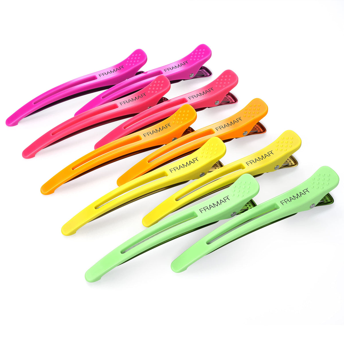 Framar Neon Clips sin arrugas para seccionado, ideales para peinado profesional.