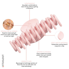 Framar clip rosa blush de cuatro tonos para looks femeninos.
