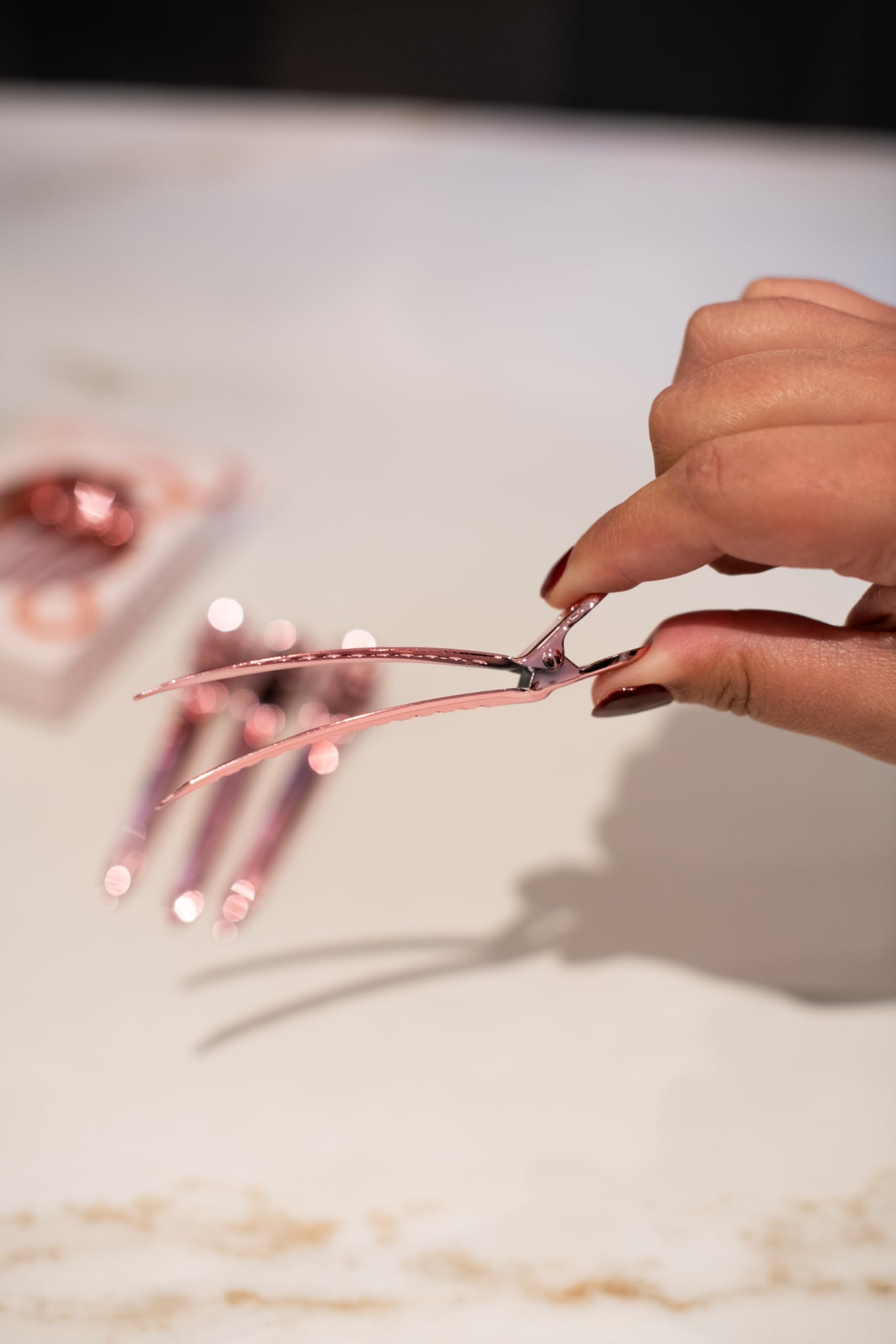 Framar pinzas oro rosa, multiuso para peinado y maquillaje.
