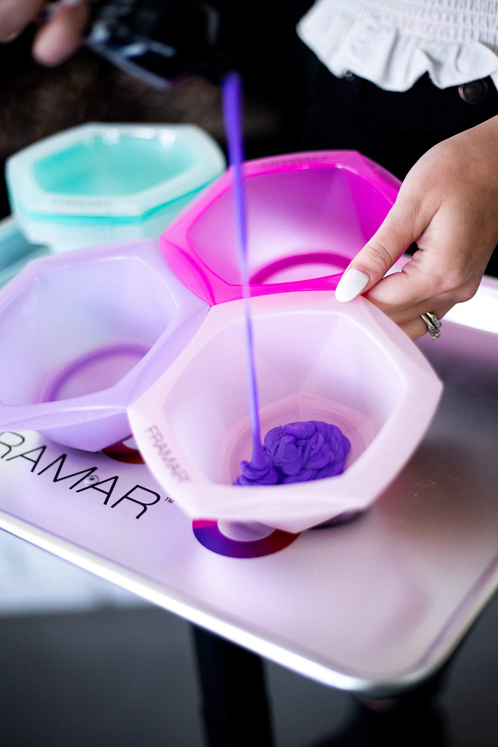 FRAMAR portable salon bowls ideal for on-the-go color work.