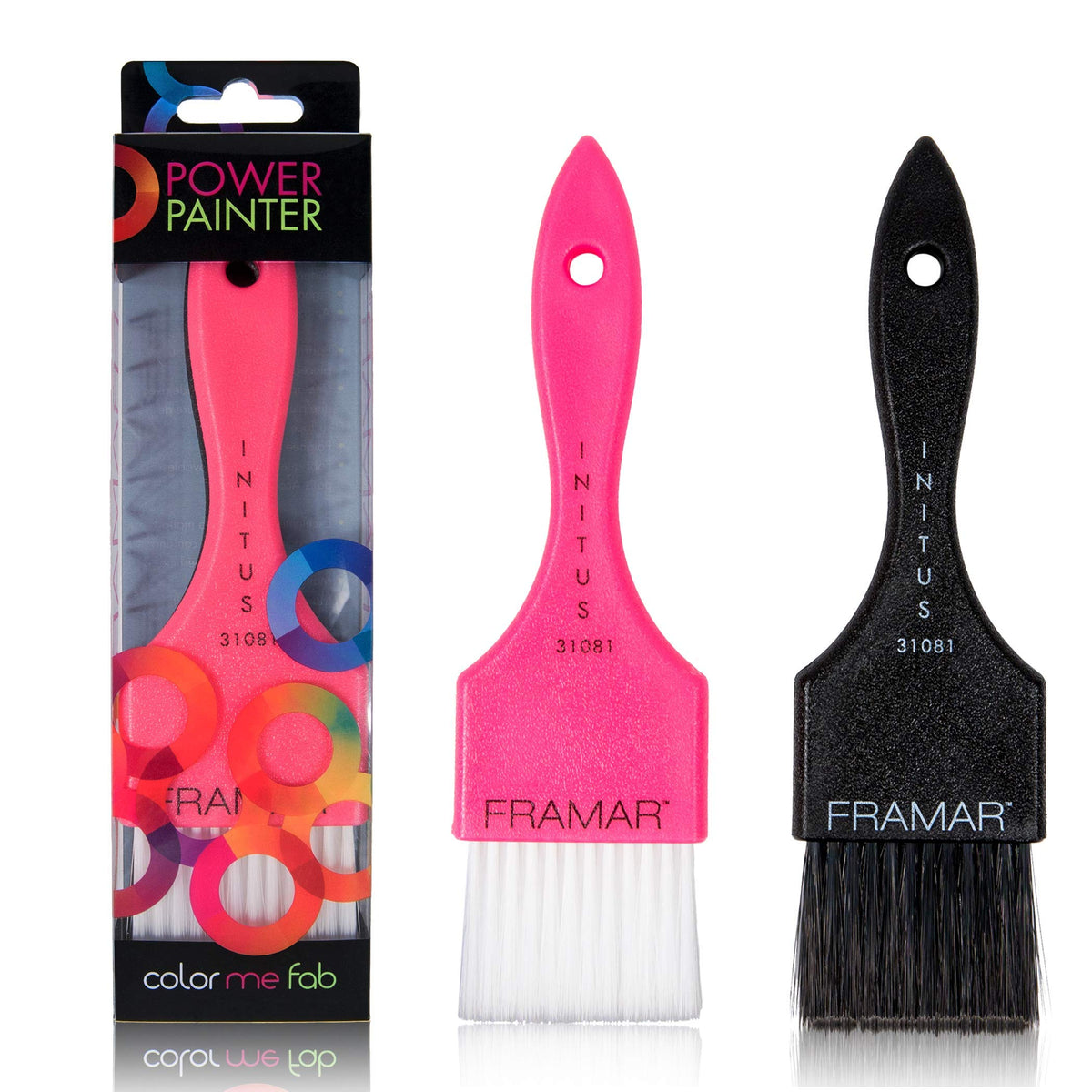 Framar Power Painter black brush with ergonomic handle for precise dye application.