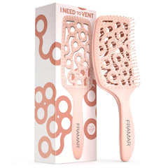 FRAMAR Professional Vented Hair Brush with curved design for smooth blow drying and scalp massage.