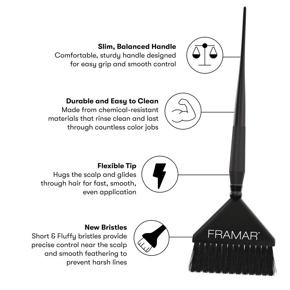 FRAMAR Root Repair Balayage Brush blends highlights for natural results.