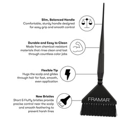 FRAMAR Root Repair Balayage Brush blends highlights for natural results.