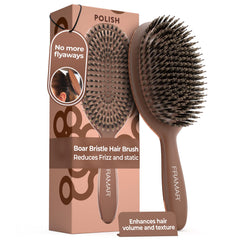 FRAMAR Soft Boar Bristle Brush distributes natural oils for radiant shine