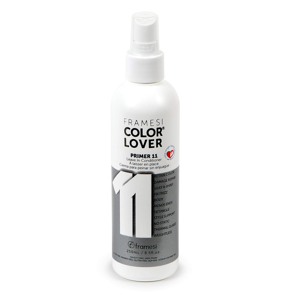 Framesi Color Lover Primer 11 bottle showing color protection for vibrant hair