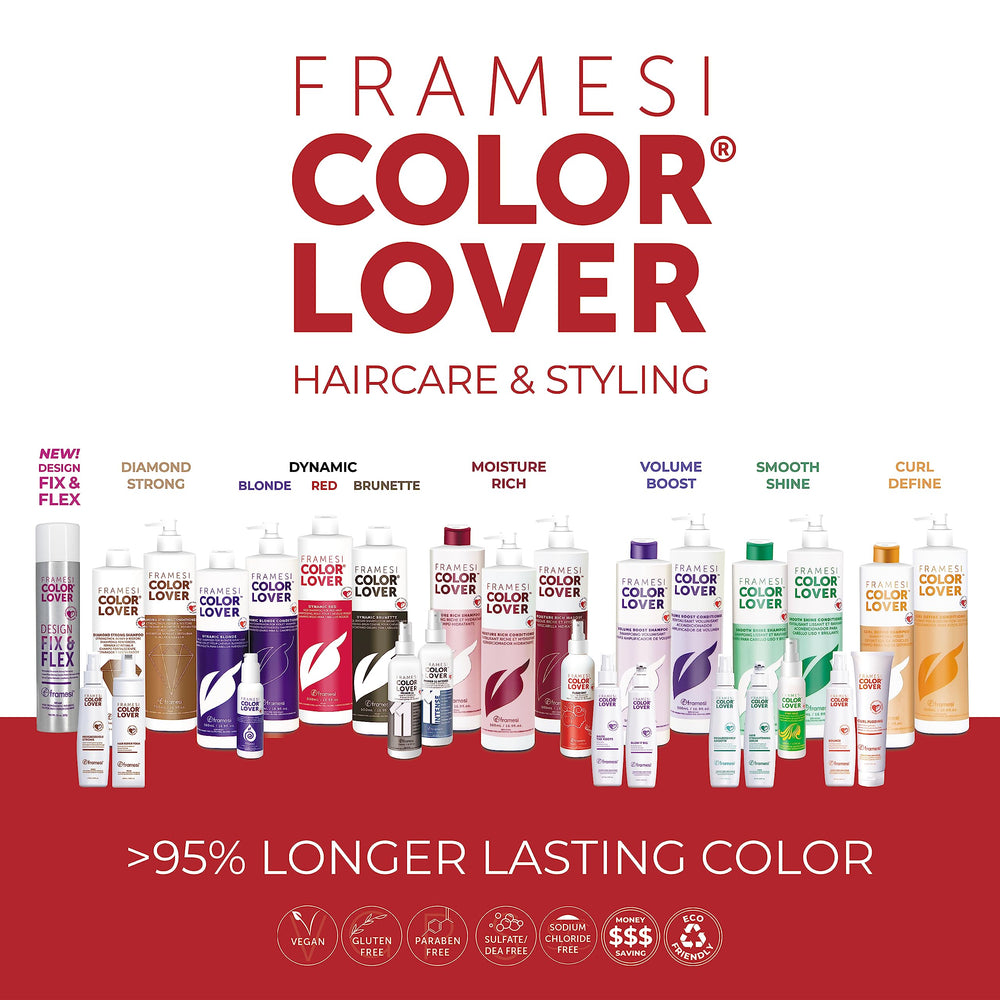 Vegan and gluten-free symbols on Framesi Color Lover packaging.