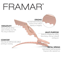 FRAMAR clip cocodilo neutro, agarre firme sin deslizamiento para secciones grandes.