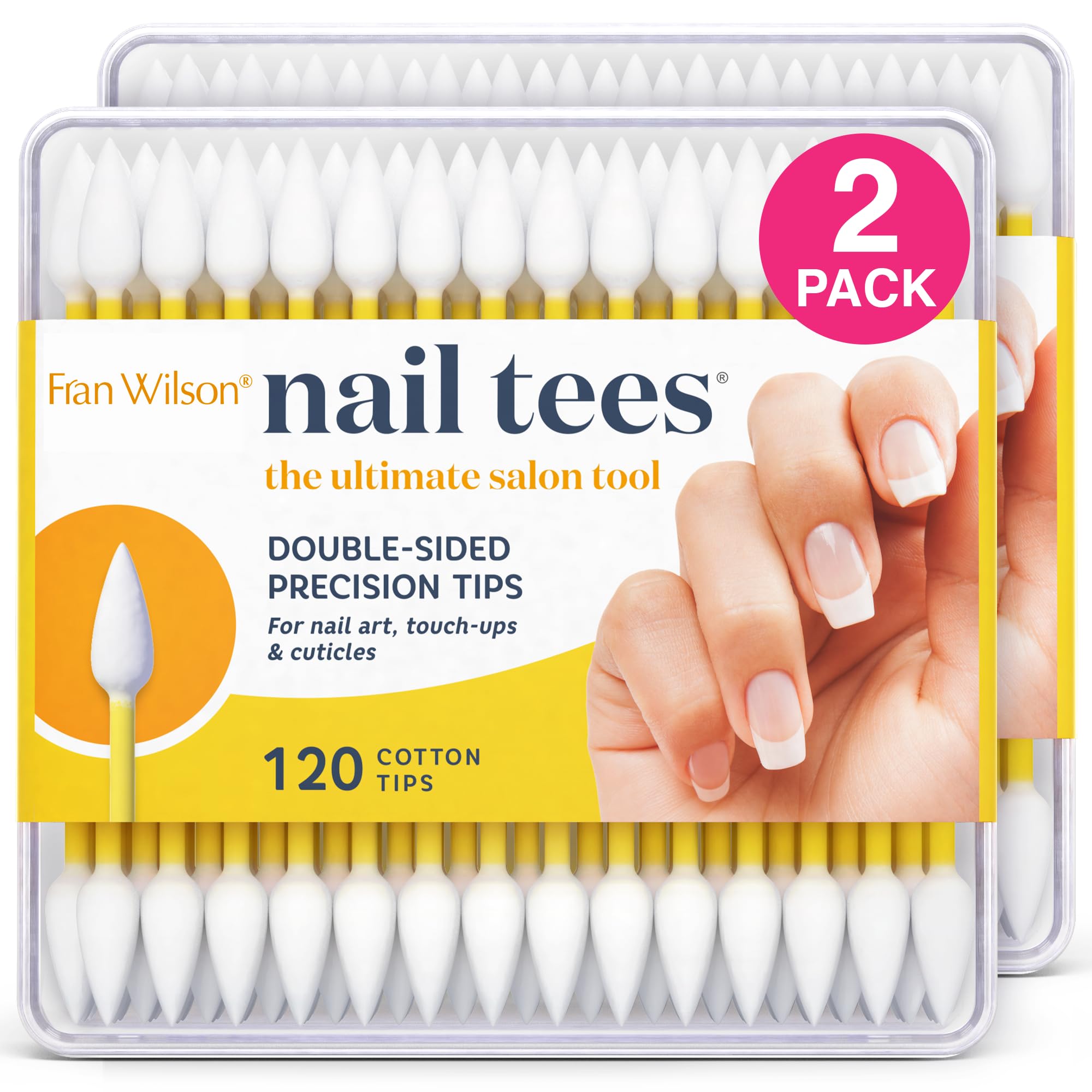 Fran Wilson Nail Tees Cotton Tips 120-count pack for precise at-home manicures.
