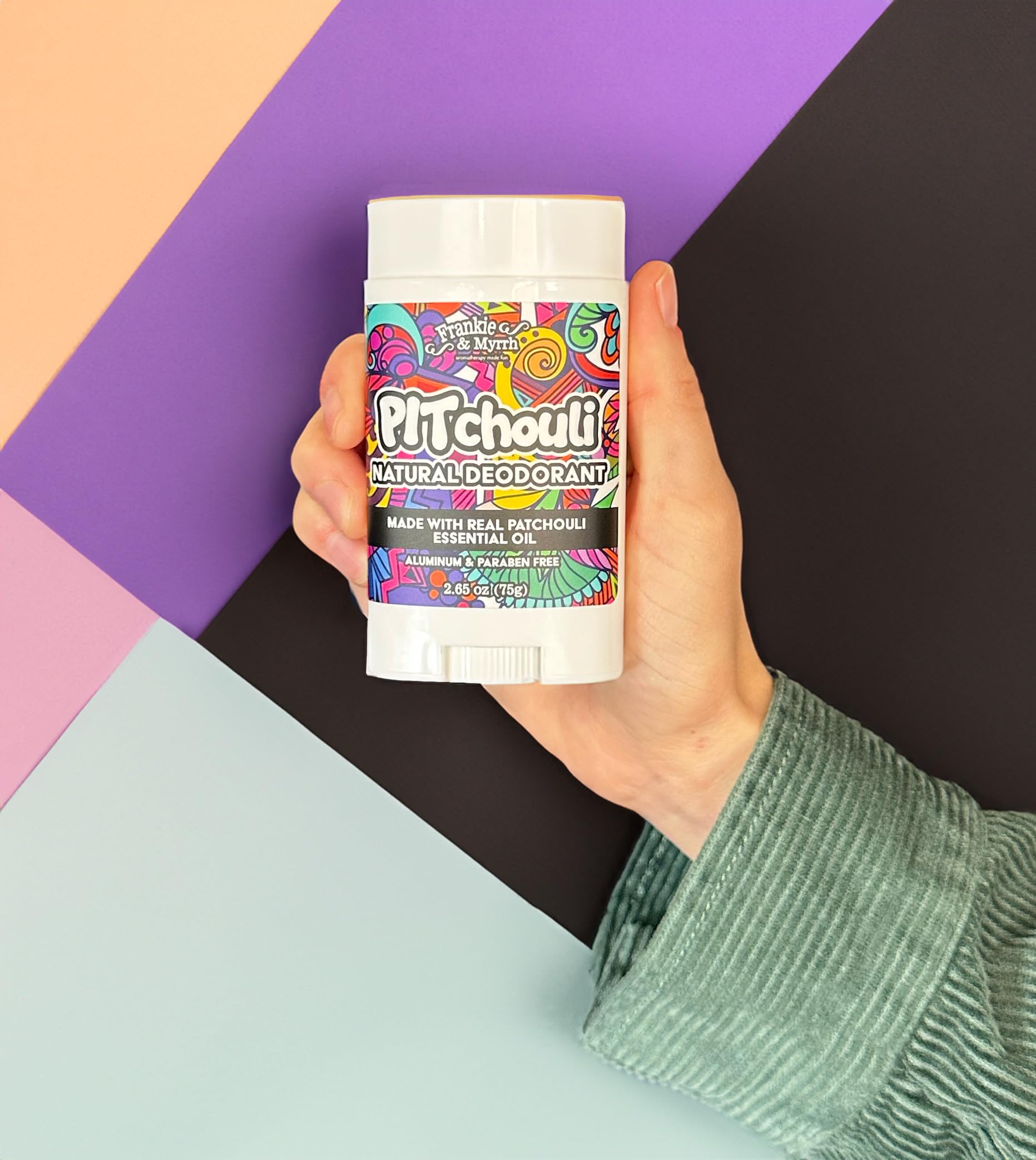 Frankie & Myrrh signature patchouli scent for a natural aroma.