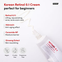 FRANKLY Retinol 0.1% crema, aplicación nocturna, ayuda a una renovación suave de la piel.