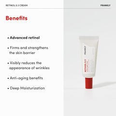 FRANKLY Retinol 0.3% Cream, retinol 0.3% para renovación suave de la piel.