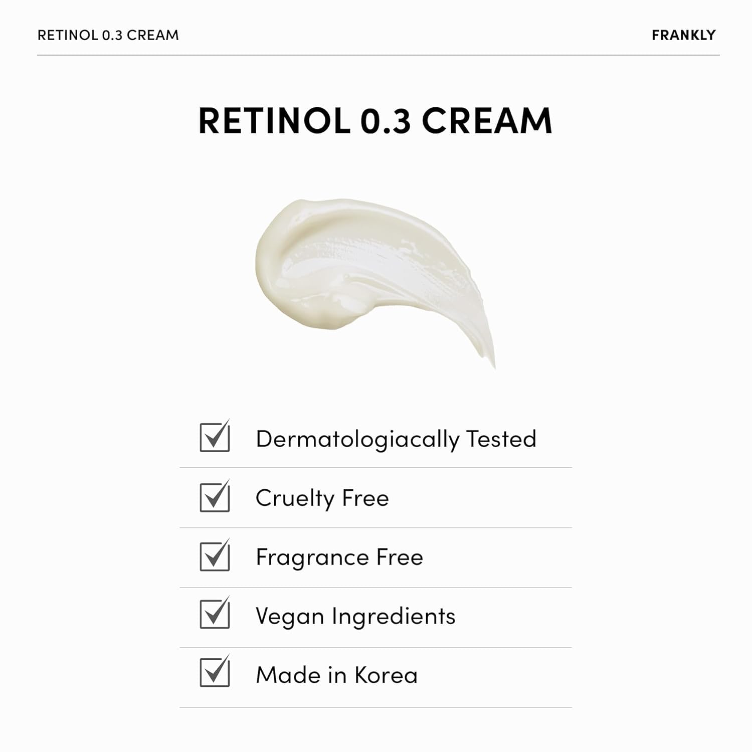 FRANKLY Retinol 0.3% Cream sin fragancia, apta para piel sensible.