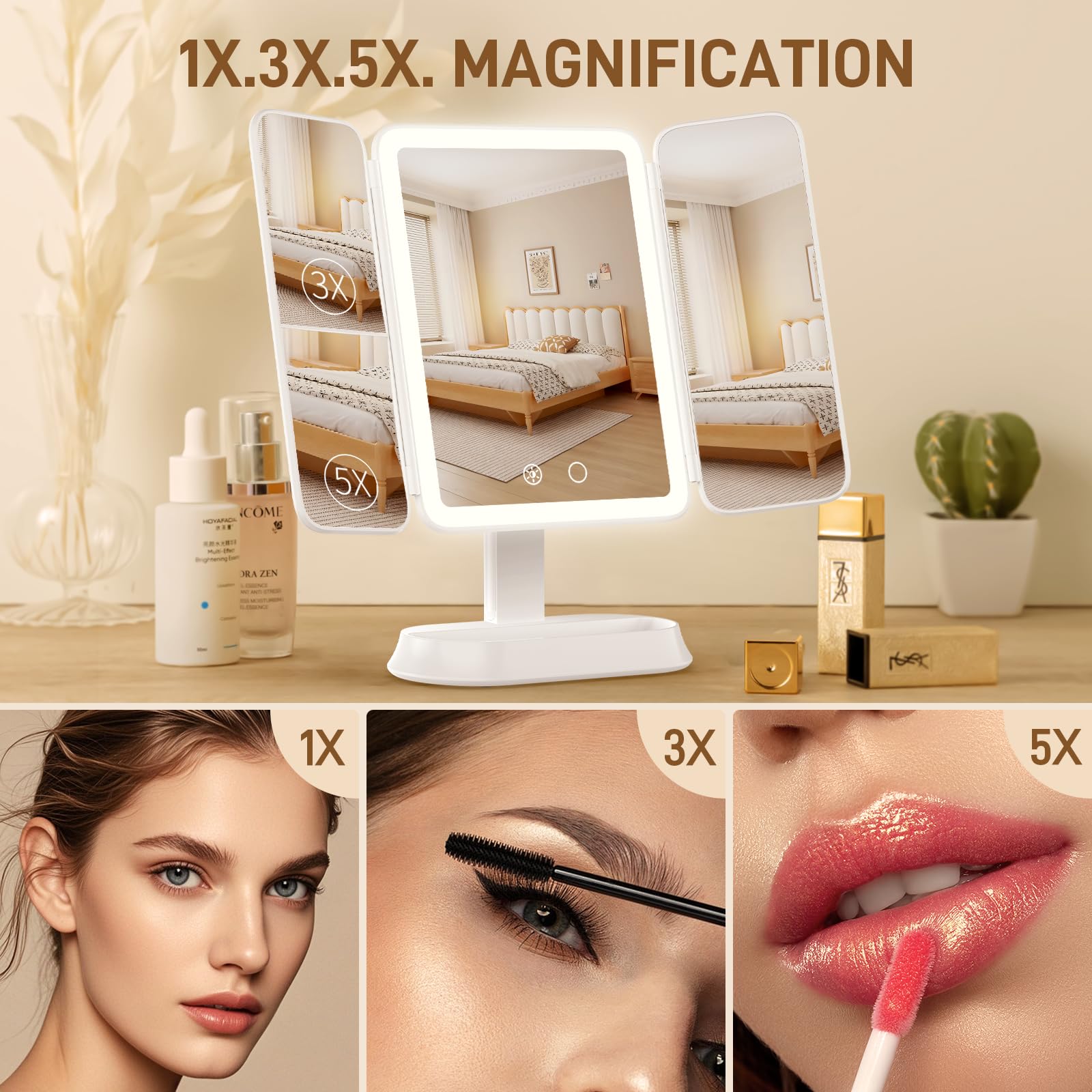 FRANO vanity mirror with 80 LED lights delivering true color in multiple tones