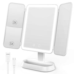FRANO vanity mirror open-foldable on a vanity desk for daily use