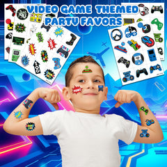 Tatuajes de videojuegos para fiestas, colores brillantes y diseños adorables.