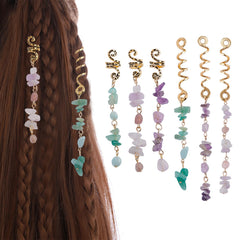 FRDTLUTHW colored stone pendant for braids adds vibrant color to hairstyle