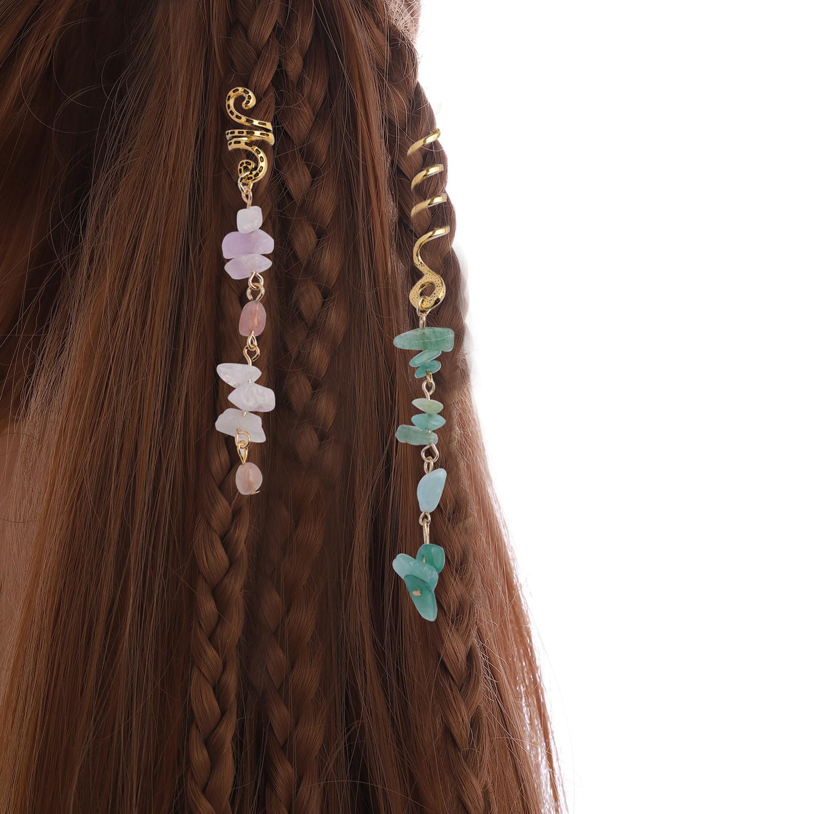 FRDTLUTHW model wearing hair jewelry on braids for chic daytime look