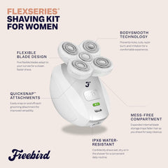 Freebird FlexSeries razor blade system close-up highlighting easy blade replacement.