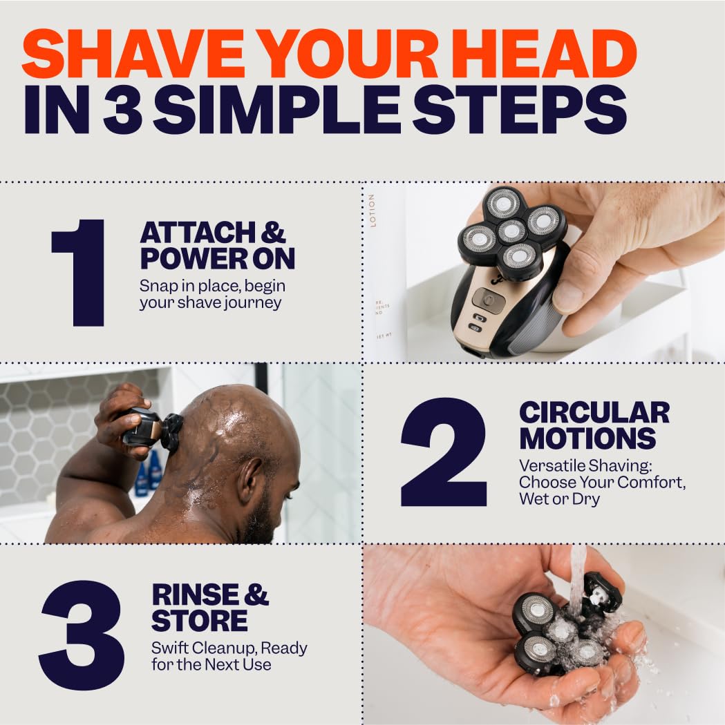 Freebird FlexSeries rotary blade head delivers close shaves.