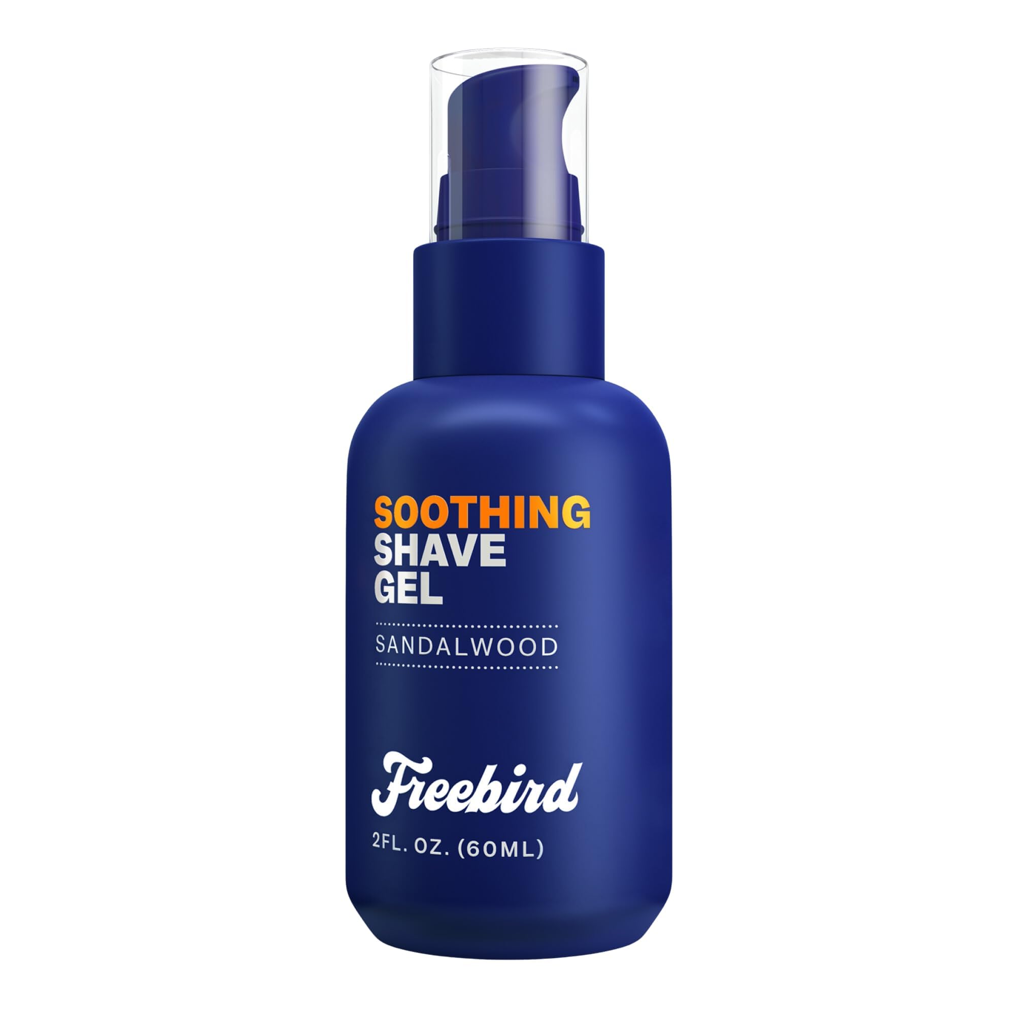 Freebird Shave Gel 60ml bottle front view, compact travel design