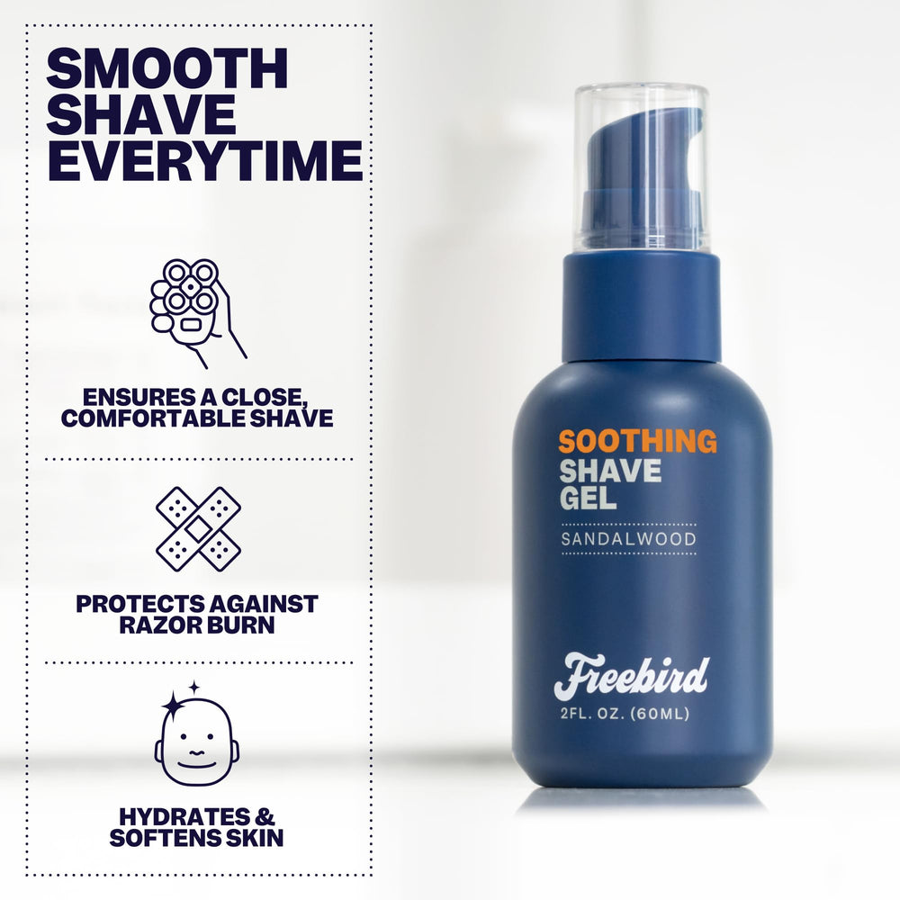 Freebird Shave Gel travel pack in compact 60ml size for gym bags