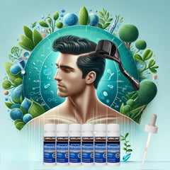 Six-month Kirkland Minoxidil packaging supports steady, convenient restocking.