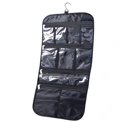 Freegrace premium hanging toiletry bag black color for versatile use.