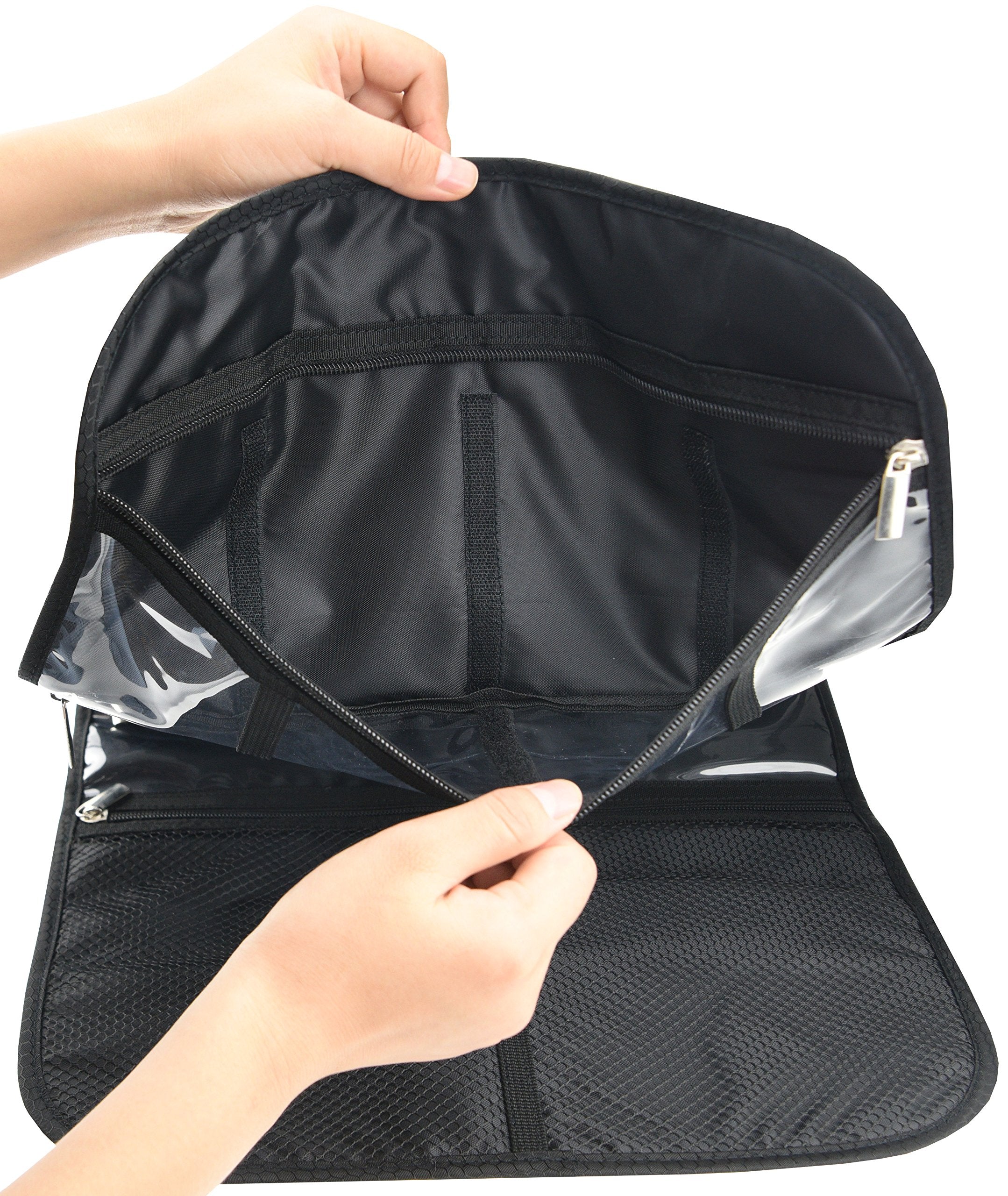 Freegrace premium hanging toiletry bag hanging hook feature for convenient bathroom setup.