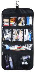 Freegrace premium hanging toiletry bag side pocket closeup showing durable mesh storage.