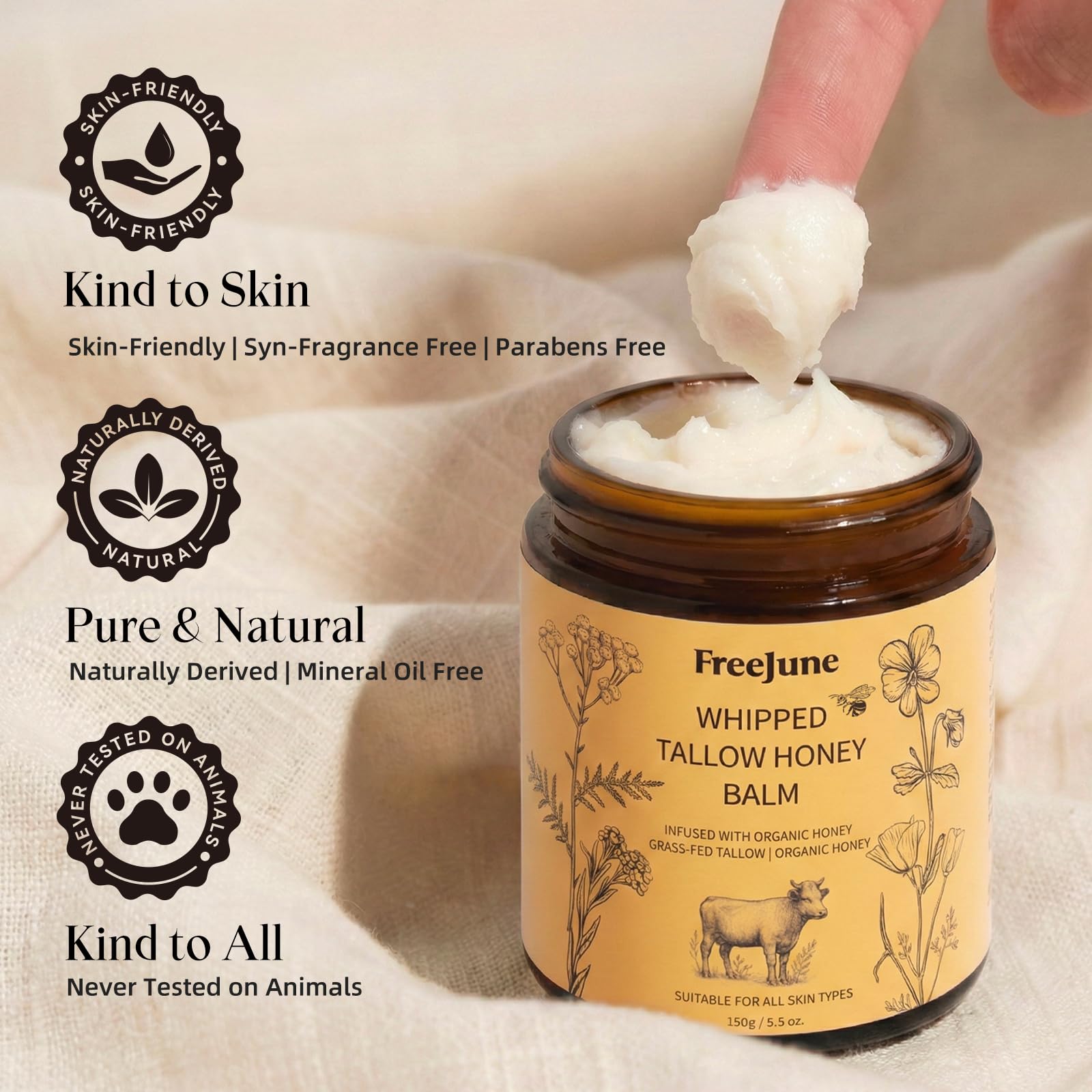 FreeJune jojoba oil and hyaluronic acid close-up highlighting moisture support