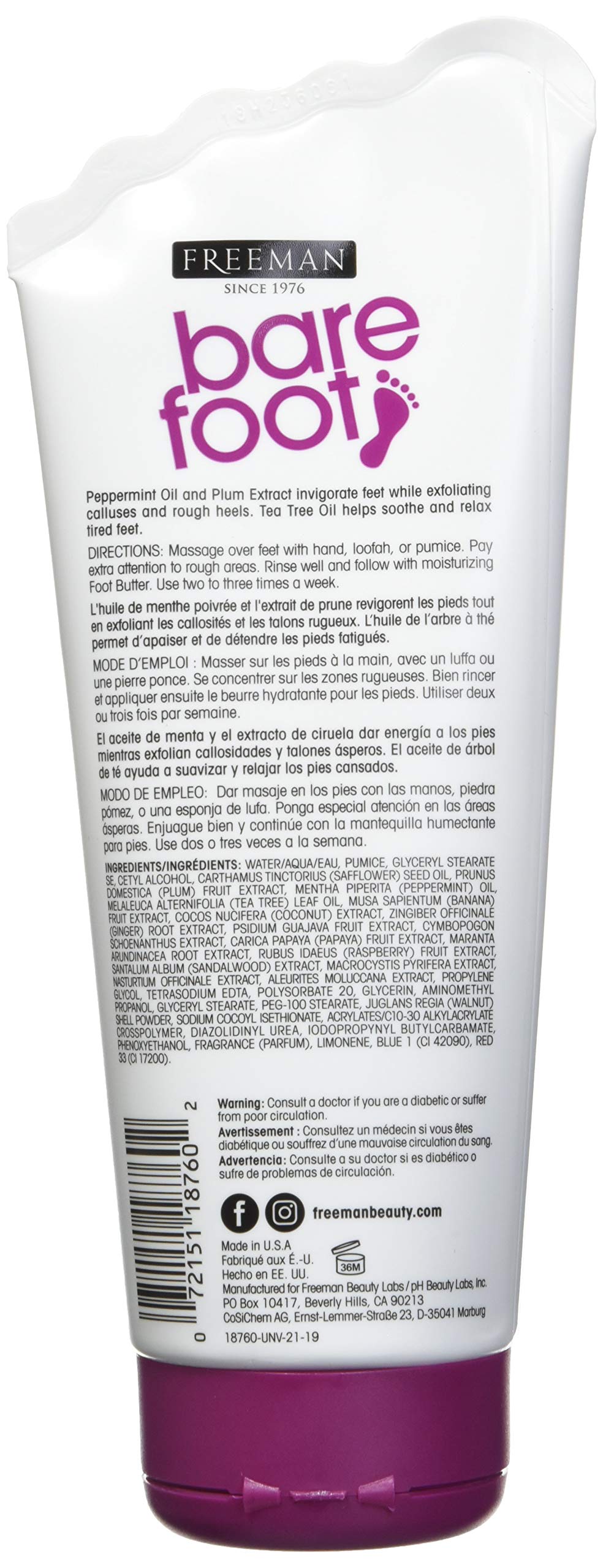 Close-up of exfoliating pumice texture in Freeman Bare Foot Scrub.