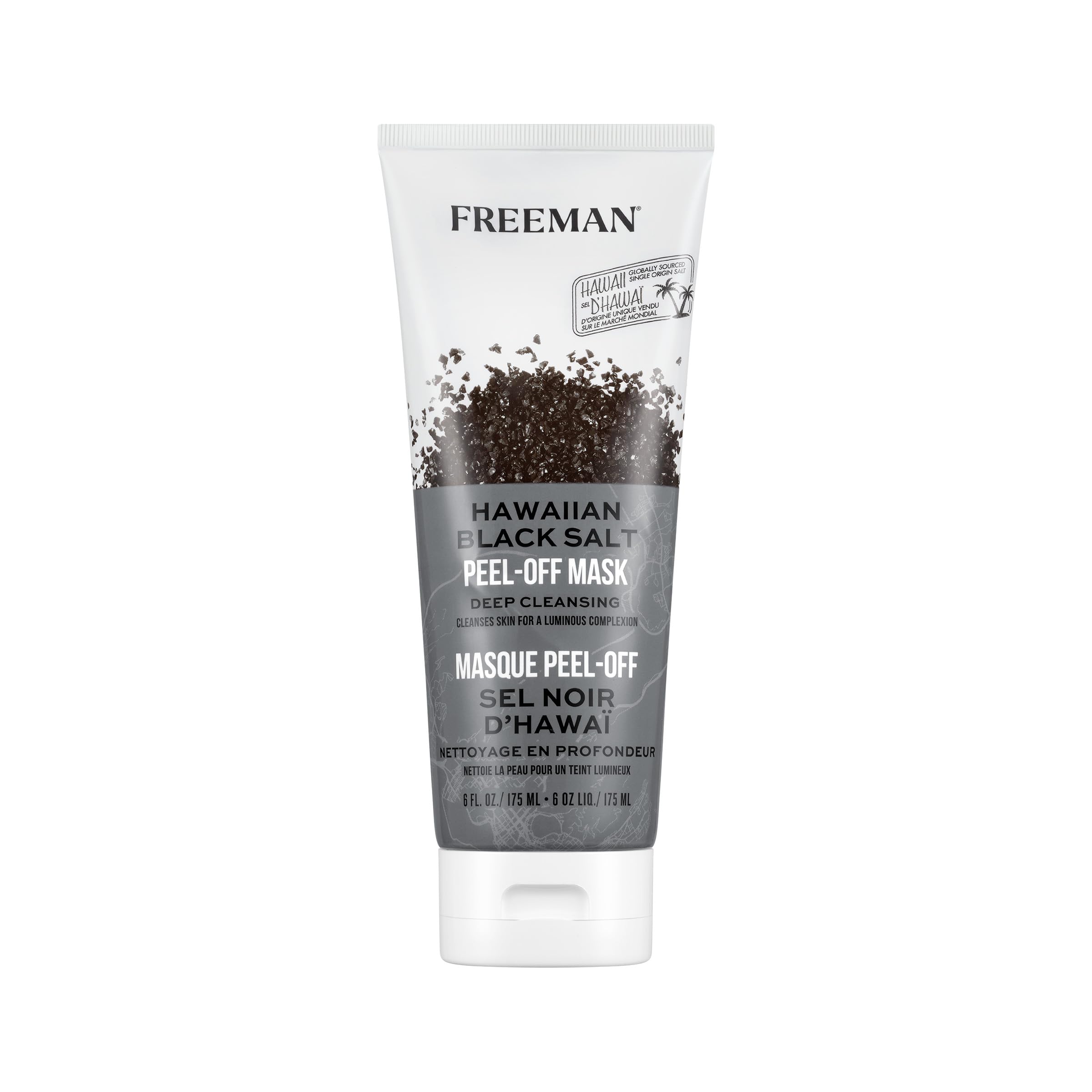 Freeman Exotic Blends Hawaiian Black Salt Mask tube front for luminous skin.