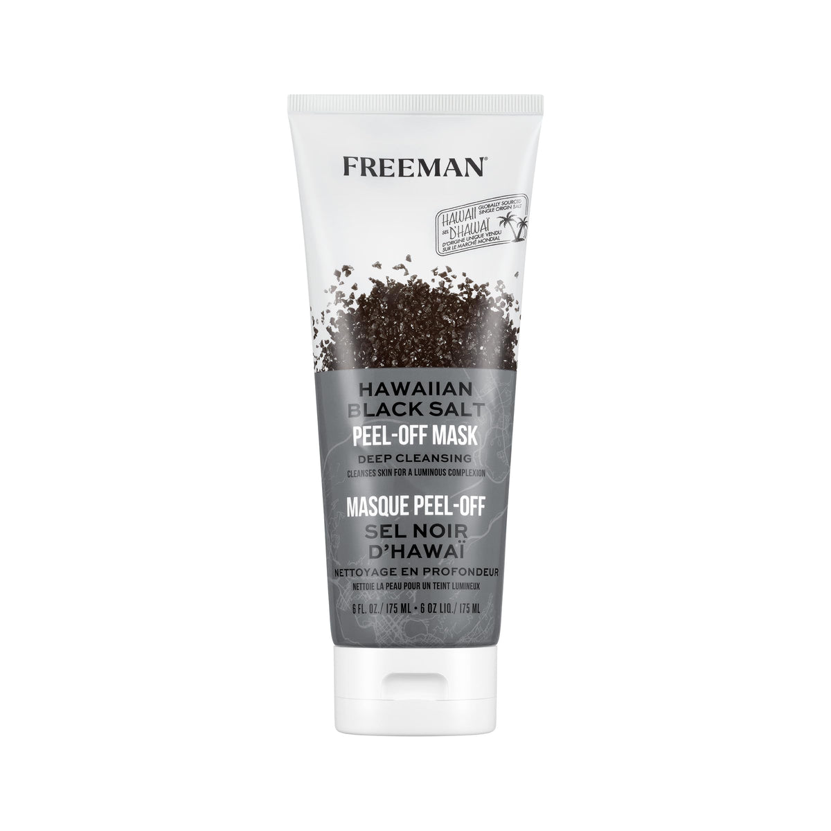 Freeman Exotic Blends Hawaiian Black Salt Mask tube front for luminous skin.