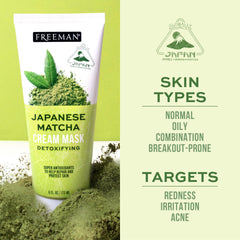 Applying Freeman Japanese Matcha Cream Mask to the face for a detox session