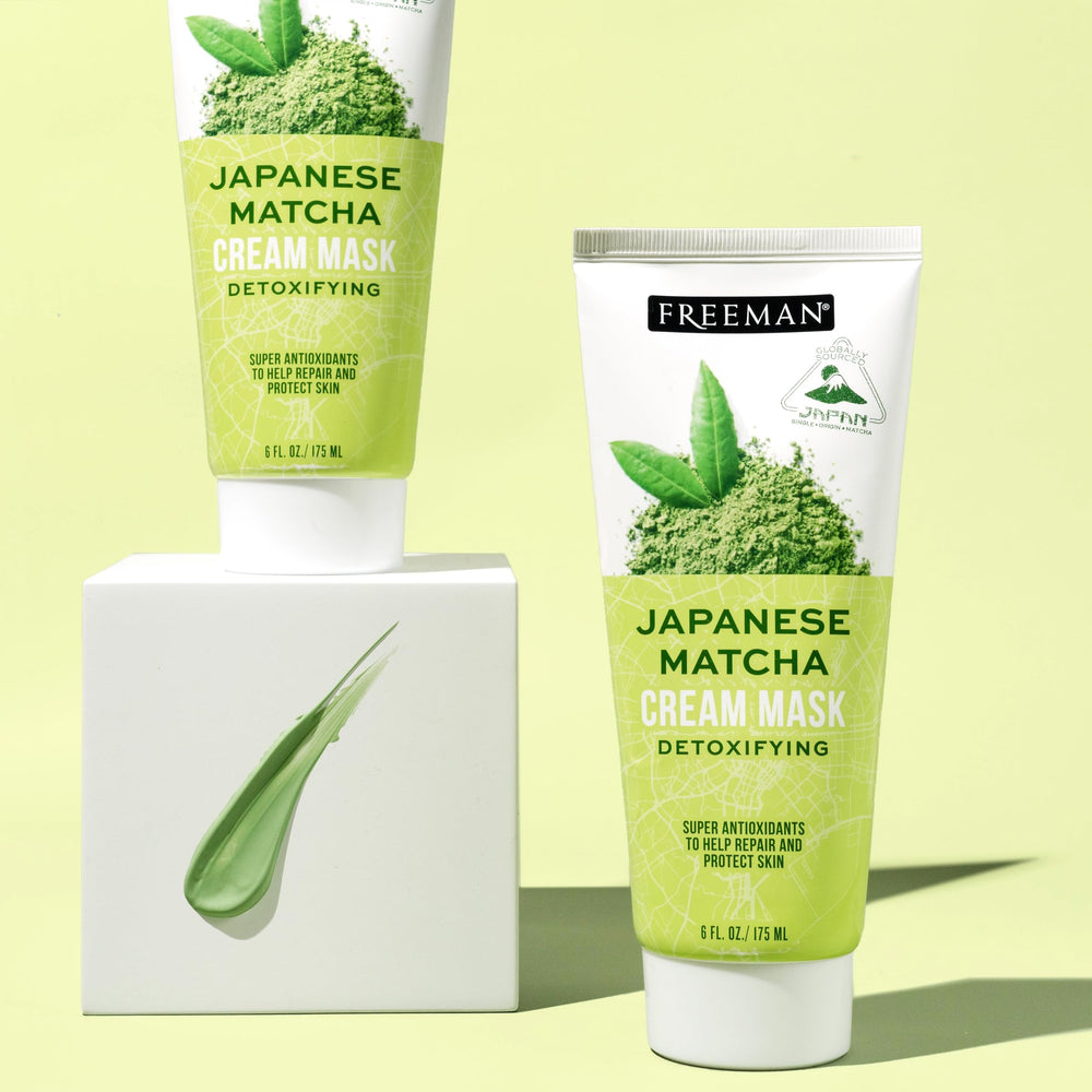 Close-up of matcha ingredients in Freeman Exotic Blends Japanese Matcha Cream Mask