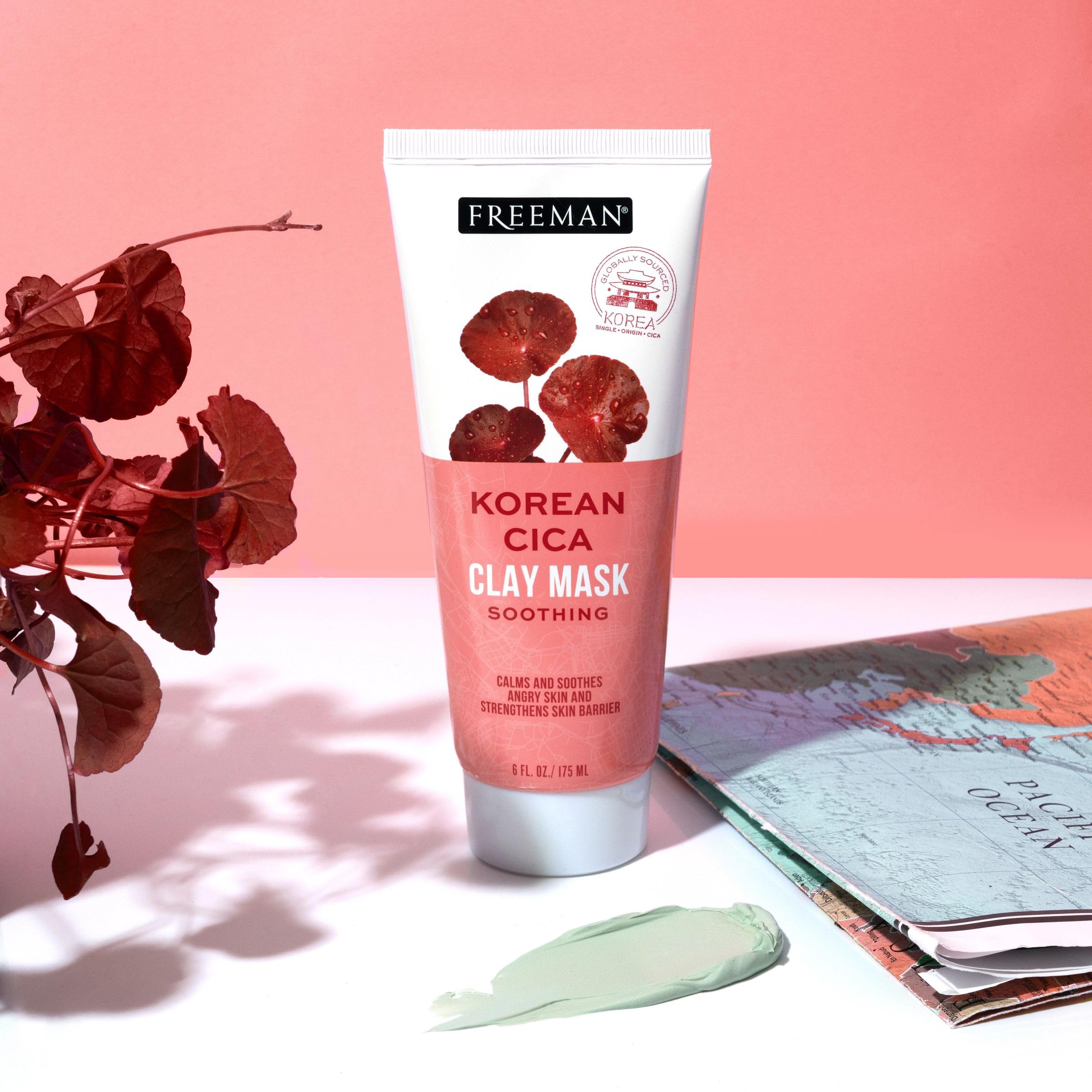 Close-up of Freeman Exotic Blends Korean Cica clay mask collection