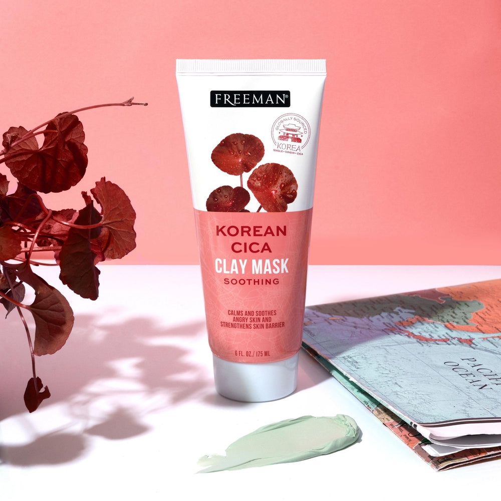 Close-up of Freeman Exotic Blends Korean Cica clay mask collection