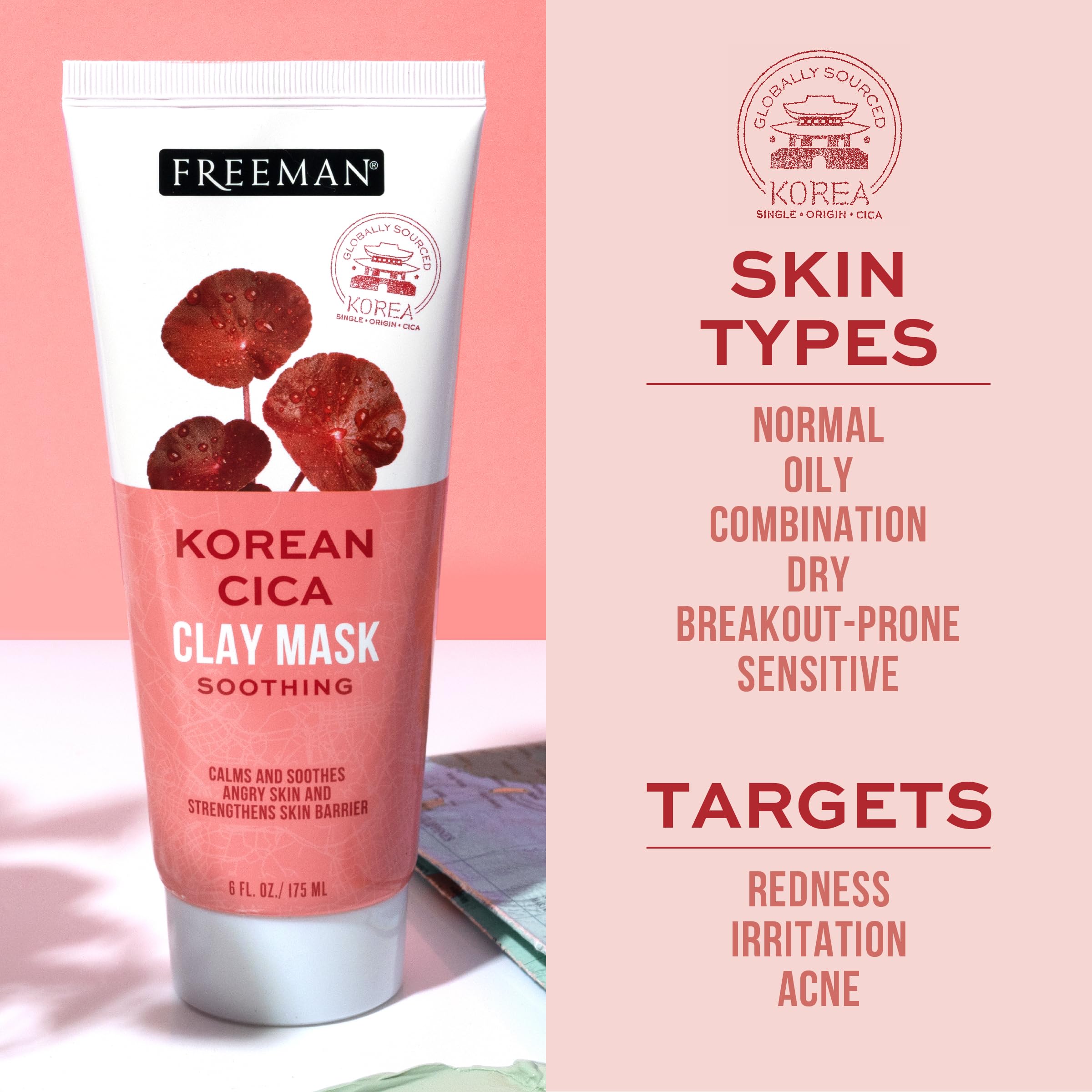 Texture of Freeman Korean Cica clay mask spreading evenly on skin