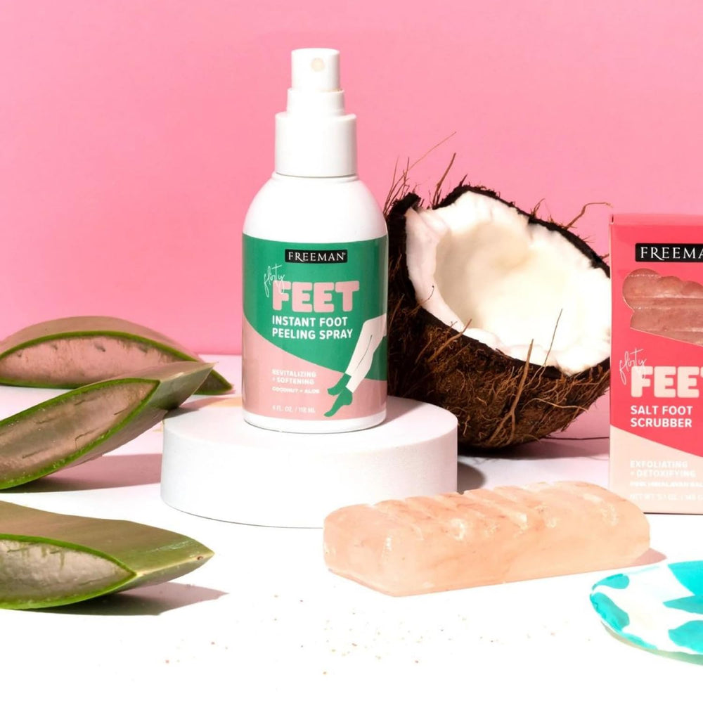 Easy-use Freeman Flirty Feet spray demonstrating simple home routine