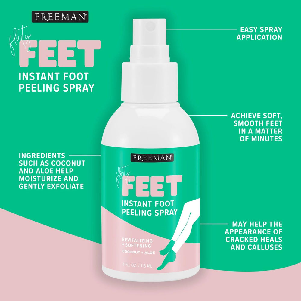 Exfoliation on dry feet using Freeman Flirty Feet cream-free spray