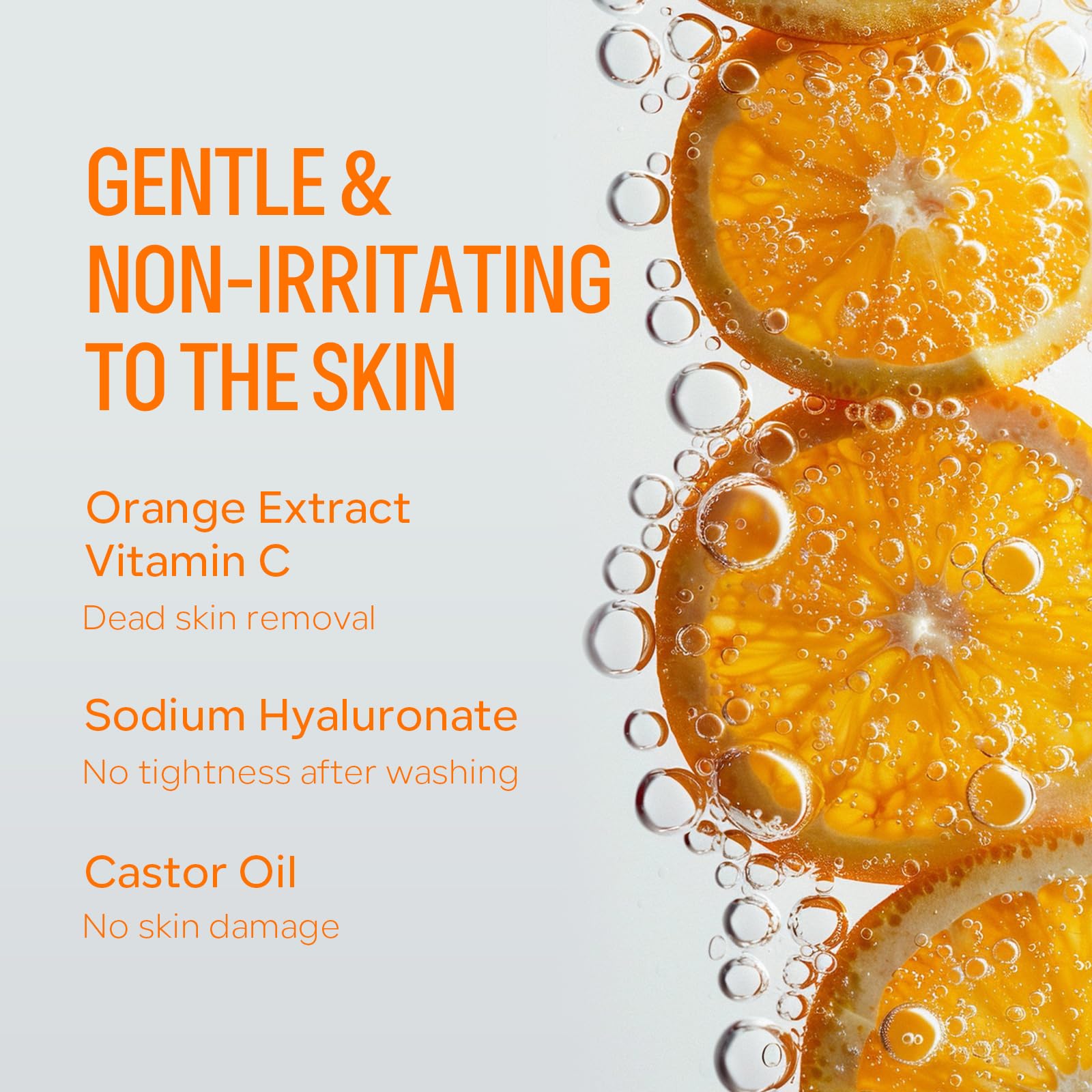 Freeorr gel exfoliante naranja para cuerpo, hidrata la piel tras exfoliar.