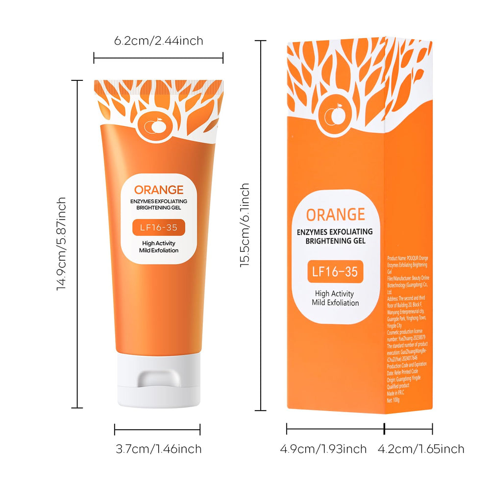 Freeorr gel exfoliante naranja, uso diario para piel hidratada.