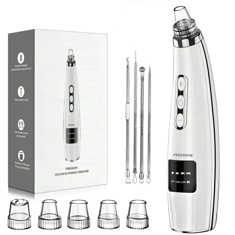 FREESHOW Blackhead Remover with LED display shows suction level for precise cleaning