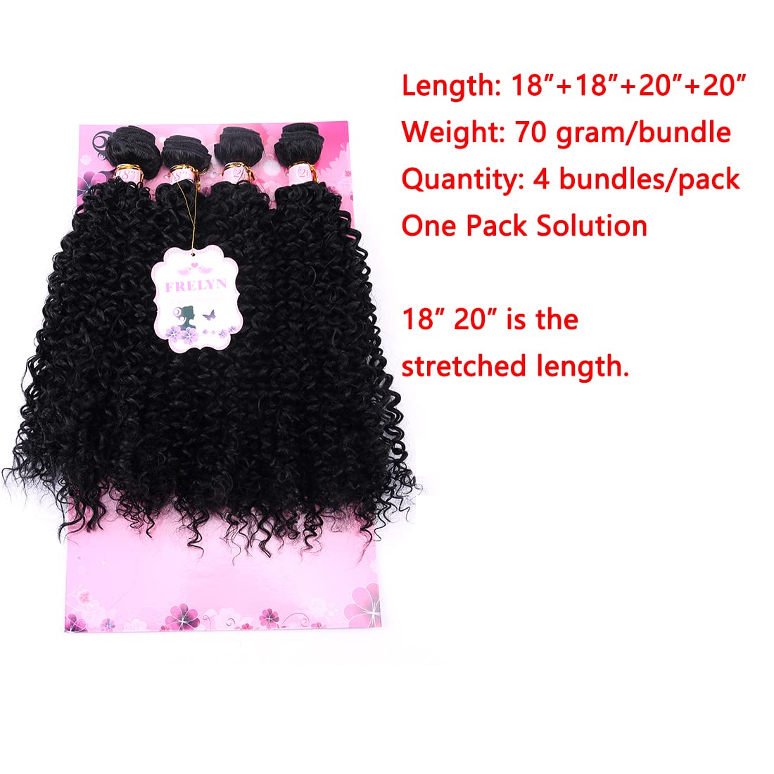 Frelyn Kinky Curly Bundles 18in pack side view with natural bounce.