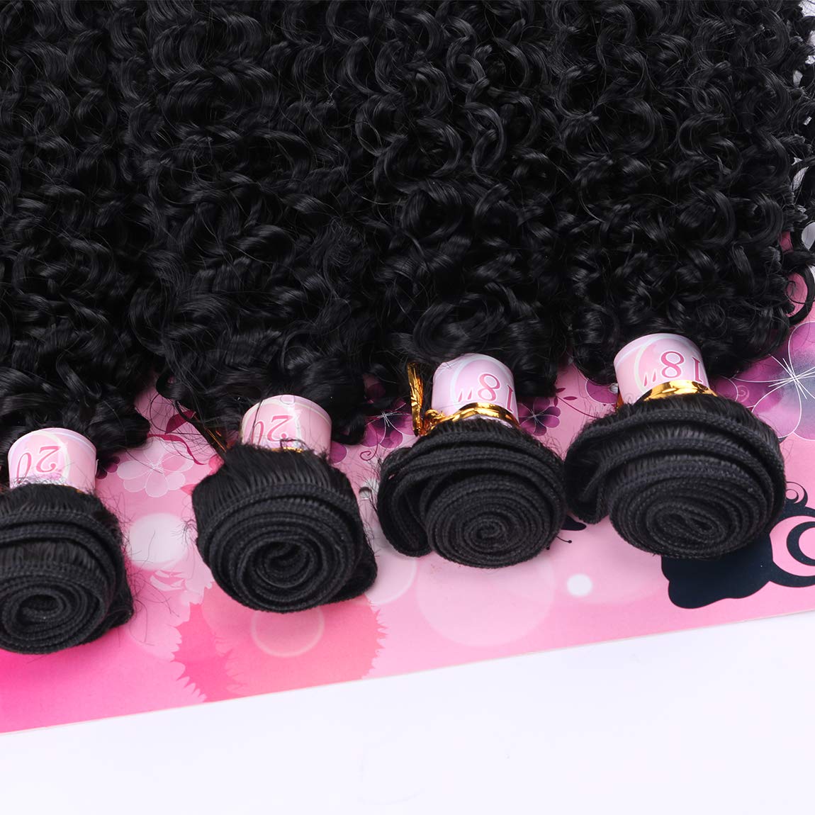 Frelyn Kinky Curly Bundles texture closeup highlights soft heat-resistant fibers.