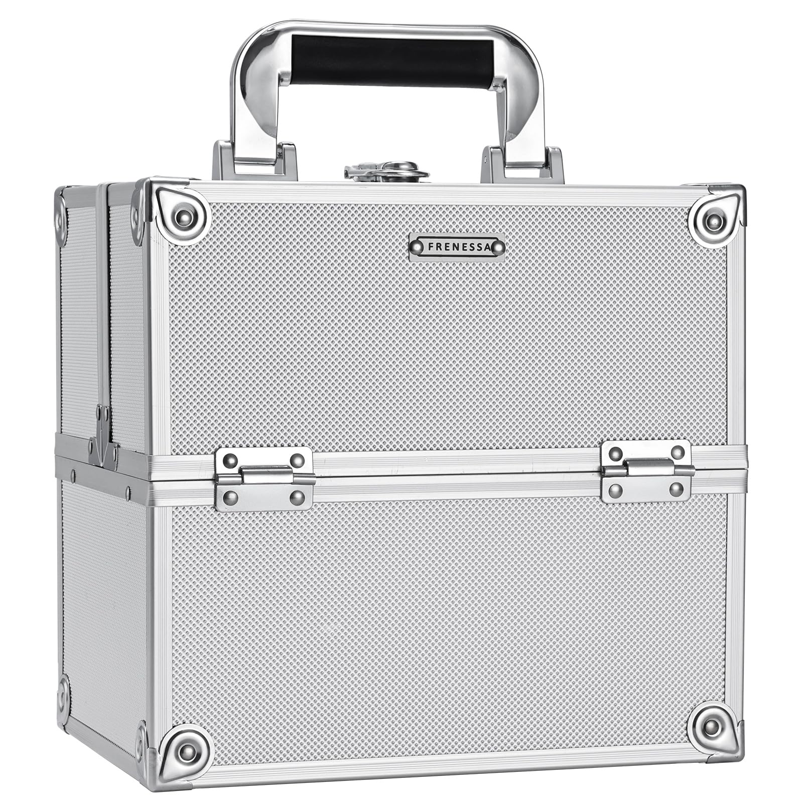 FRENESSA Makeup Train Case front view highlights compact, portable organization.