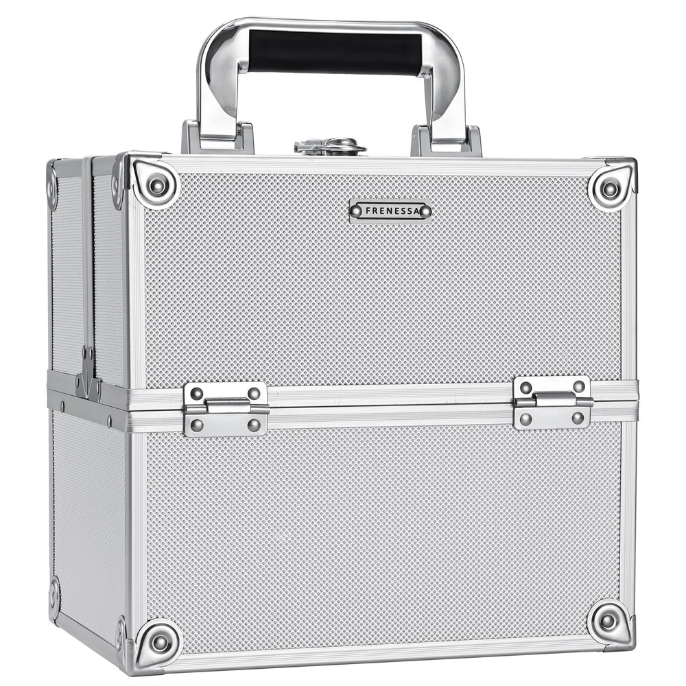 FRENESSA Makeup Train Case front view highlights compact, portable organization.