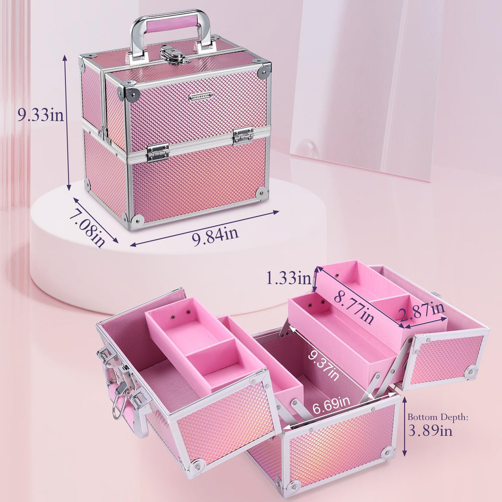 Waterproof glitter surface on FRENESSA Mermaid Pink makeup case outdoors