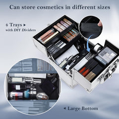 FRENESSA train case with extended four-tier trays for easy access.
